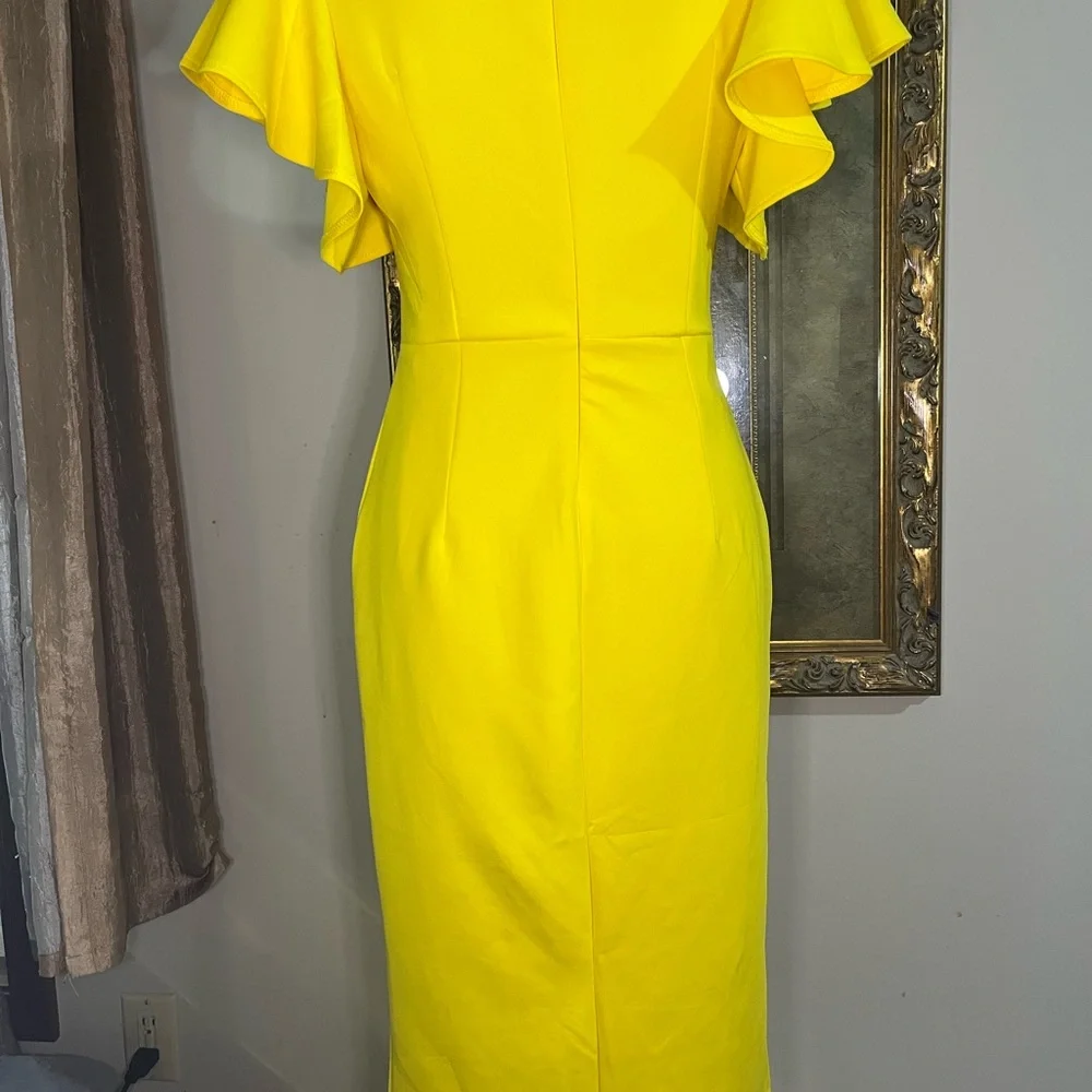 Elegant Yellow Ruffle Dress - Picture 13 of 16